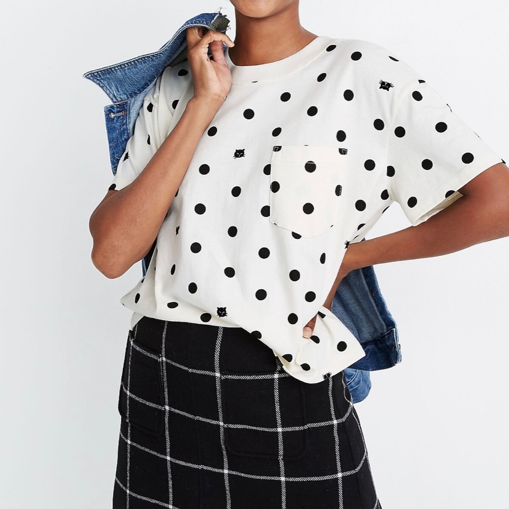 Madewell Easy Crop Pocket Tee in Cat Person Size: XS